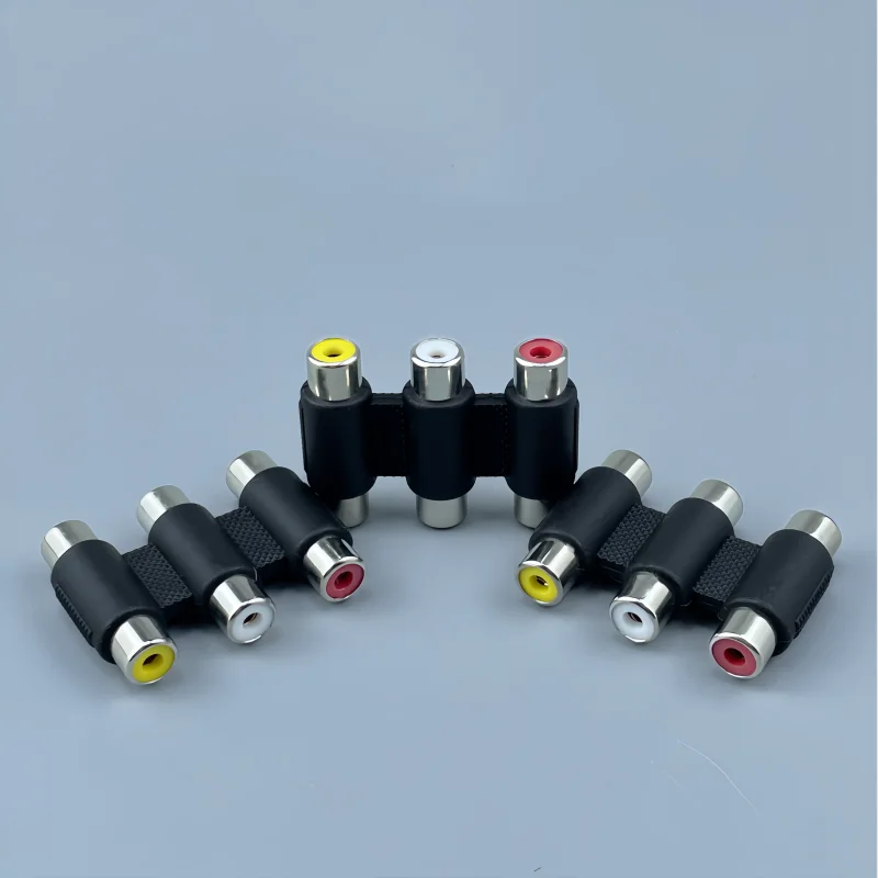Conector hembra a hembra de loto chapado en oro de tres filas, acoplador Av de Audio y vídeo recto Rca de tres conexiones, 1/2/3 Uds. - imagen 4