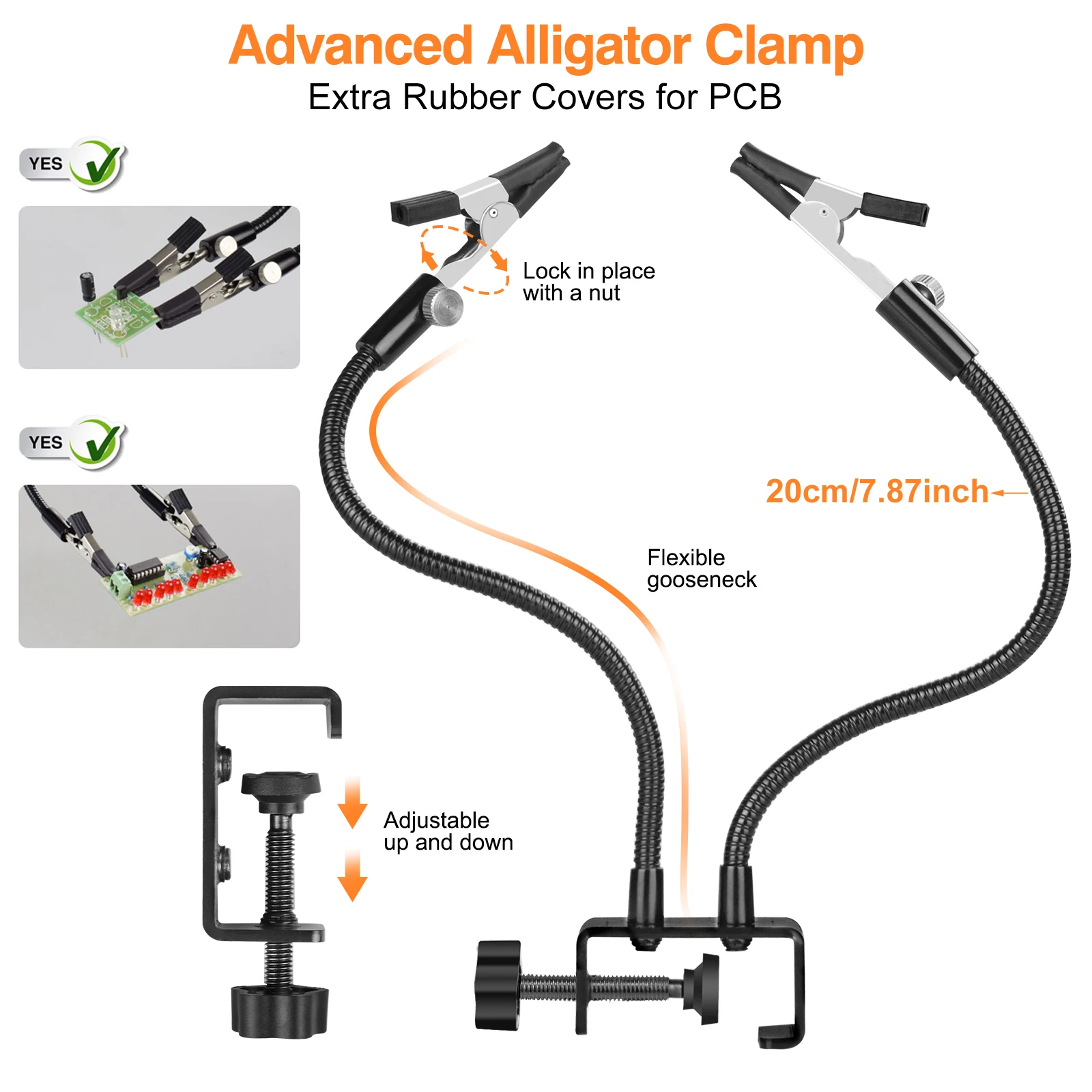 NEWACALOX-lupa 5X con luz, 2 brazos flexibles, soldadura, abrazadera de banco de tercera mano, lámpara de reparación de soldadura para trabajo cercano - imagen 4