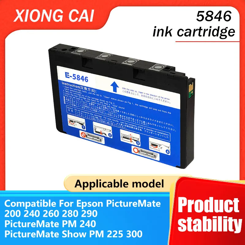 Adecuado para cartuchos de tinta T5846 E-5846, adecuado para Epson Picture Mate PM200 PM240 PM260 PM280 PM290 PM225 PM300