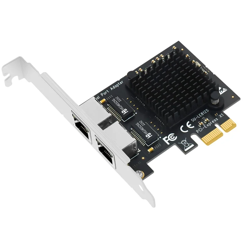 Tarjeta de red PCIE NIC 2500Mbps adaptador de red RTL825BG Chip PCI Express X1 a 2 puertos RJ45 Gigabit Ethernet 2,5 Gb para PC de escritorio - imagen 3