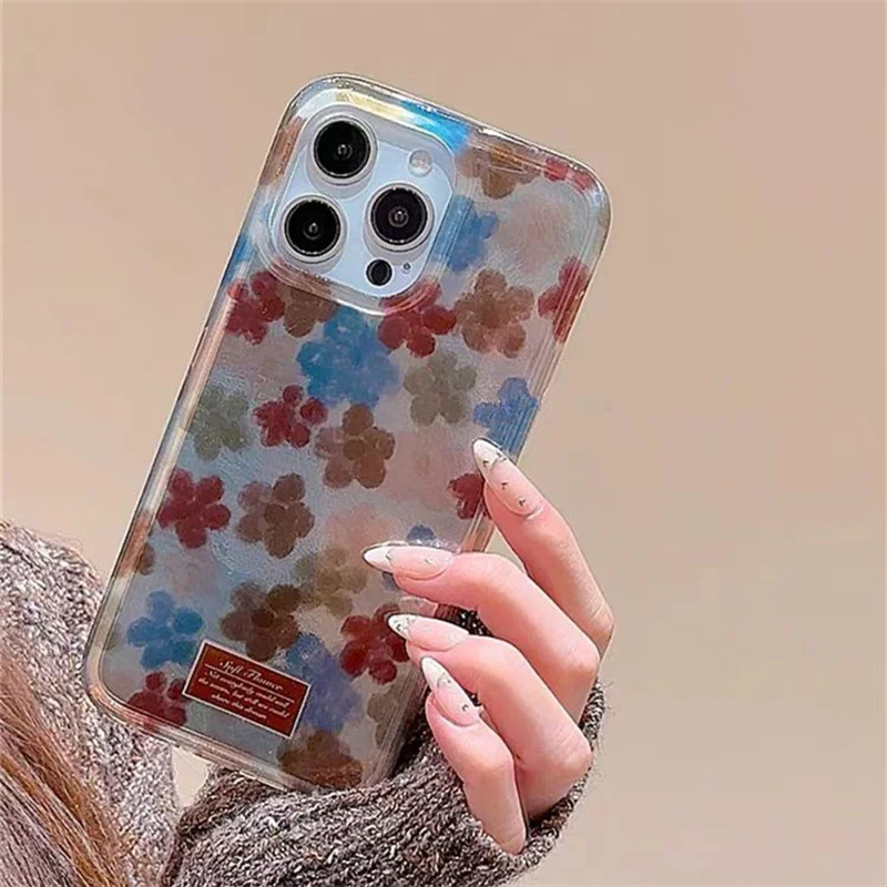 Funda de teléfono INS Vintage con flores mezcladas para iPhone 11, 12, 13, 14, 15, 16, 17 Pro Max 17 Air 16 Plus 16e, funda suave con patrón Vortex - imagen 4
