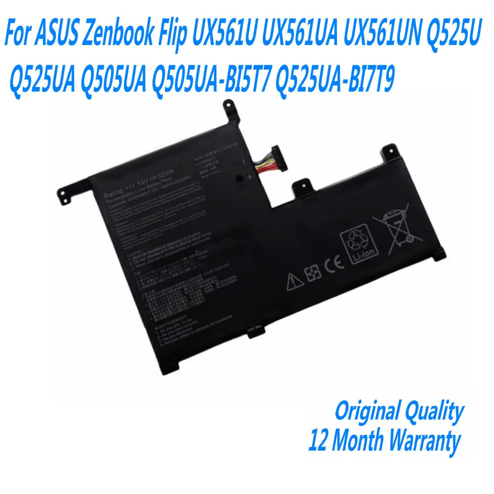 11,55 V 52WH C31N1703 batería del ordenador portátil para Asus Zenbook Flip UX561U UX561UA UX561UN Q525U Q525UA Q505UA Q505UA-BI5T7 Q525UA-BI7T9