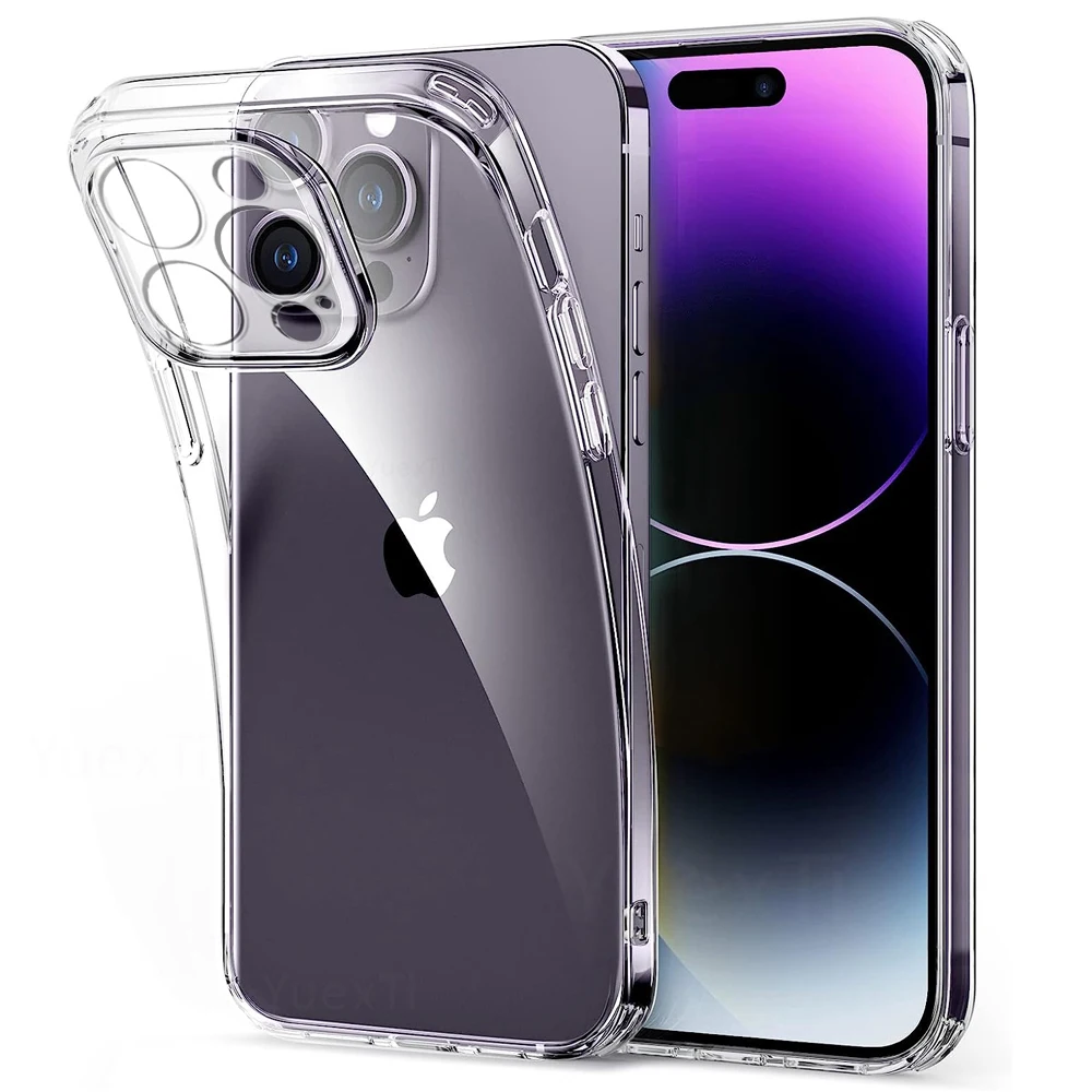 Funda de teléfono transparente para iPhone 14, 11, 12, 13, 15 Pro Max, silicona suave para iPhone XS Max XR X 8, 7, 6 Plus, funda trasera transparente