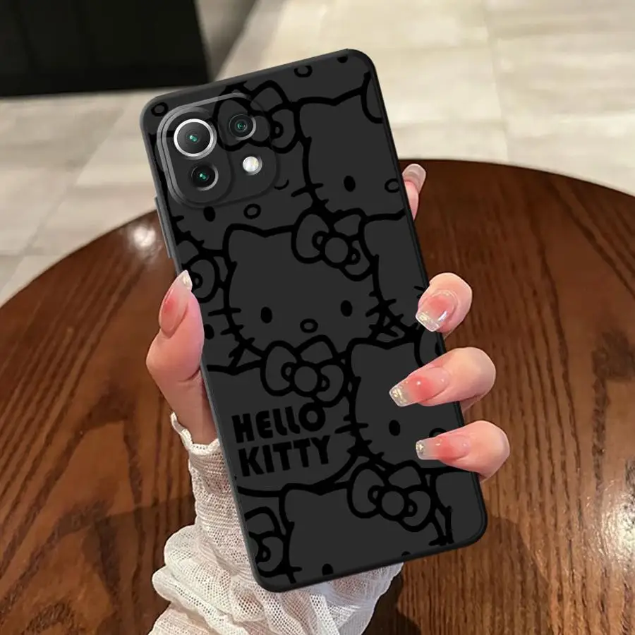 Funda de teléfono suave negra para Xiaomi Mi 10T 11T 12T Pro 11 12 13 Lite 12X 13 14 15 Pro Sanrio minimalista Hello Kitty - imagen 3