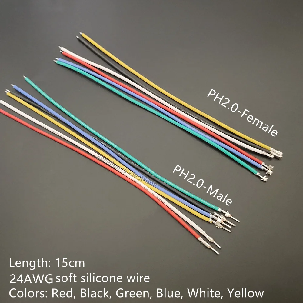 Conector JST PH de 2,0mm, Kit de Cable de silicona prensado macho hembra 24AWG para batería JJRC H36 Blade Inductrix Tiny Whoop Arduino - imagen 3