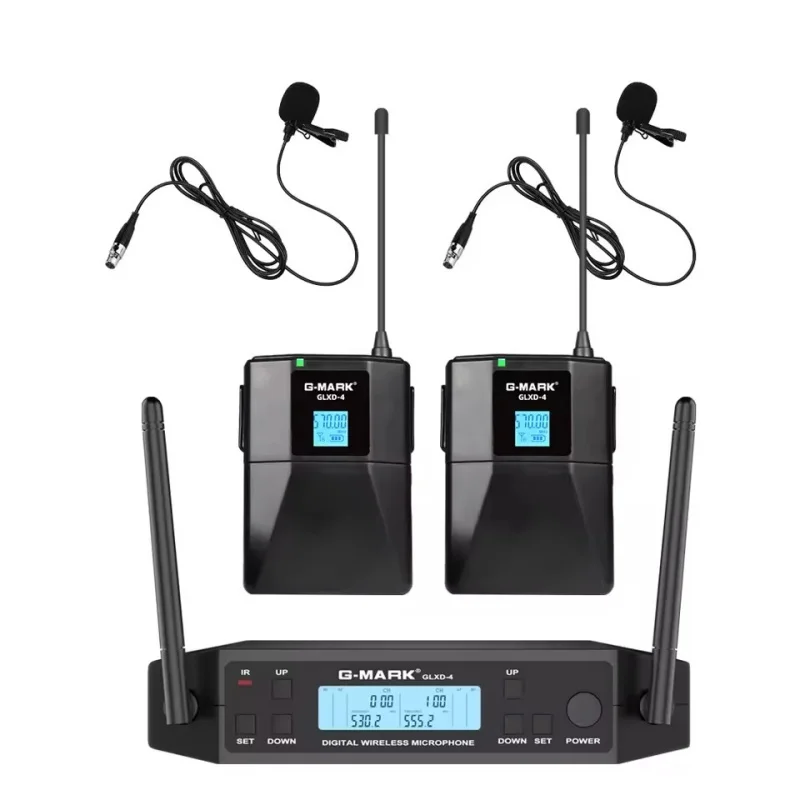 Micrófono Lavalier inalámbrico profesional GLXD4, auriculares de doble canal, micrófono para enseñanza de voz en la Iglesia, puesta en escena personalizada - imagen 5