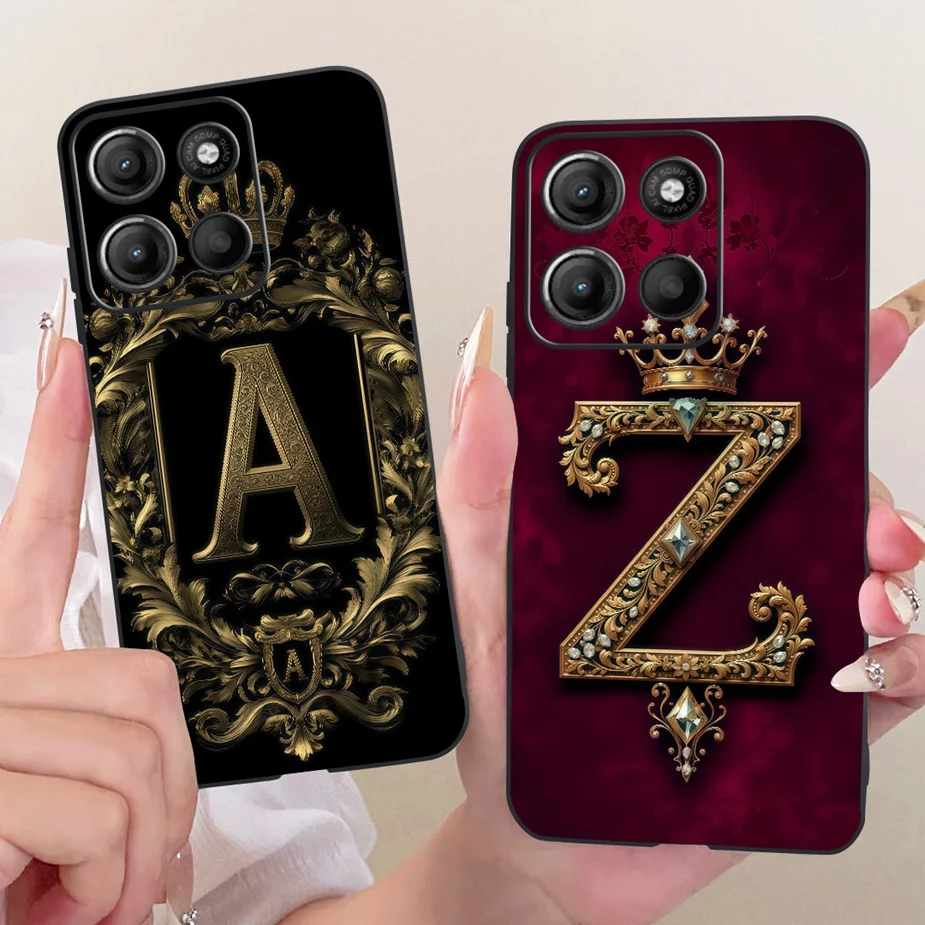 Para Motorola Moto G15 funda Moto G75 nueva corona letras cubierta suave TPU funda de teléfono para Motorola G75 G 15 MotoG15 Power MotoG75 bolsas