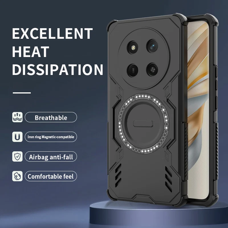 Armadura protectora disipación de calor funda de teléfono para Huawei Honor 200 400 Pro X9C Magic 7 Lite cubierta magnética a prueba de golpes