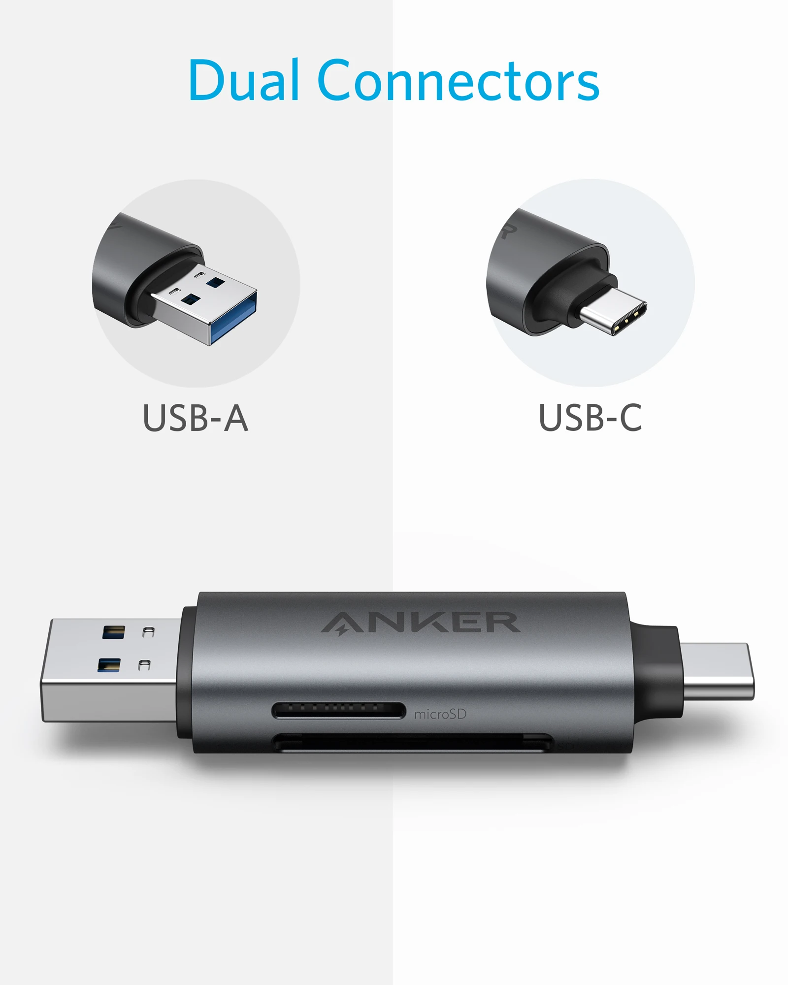 Lector de tarjetas SD Anker USB-C y USB 3.0, lector de tarjetas de memoria PowerExpand+ 2 en 1 con conectores duales, para SDXC, SDHC, SD, MMC - imagen 2