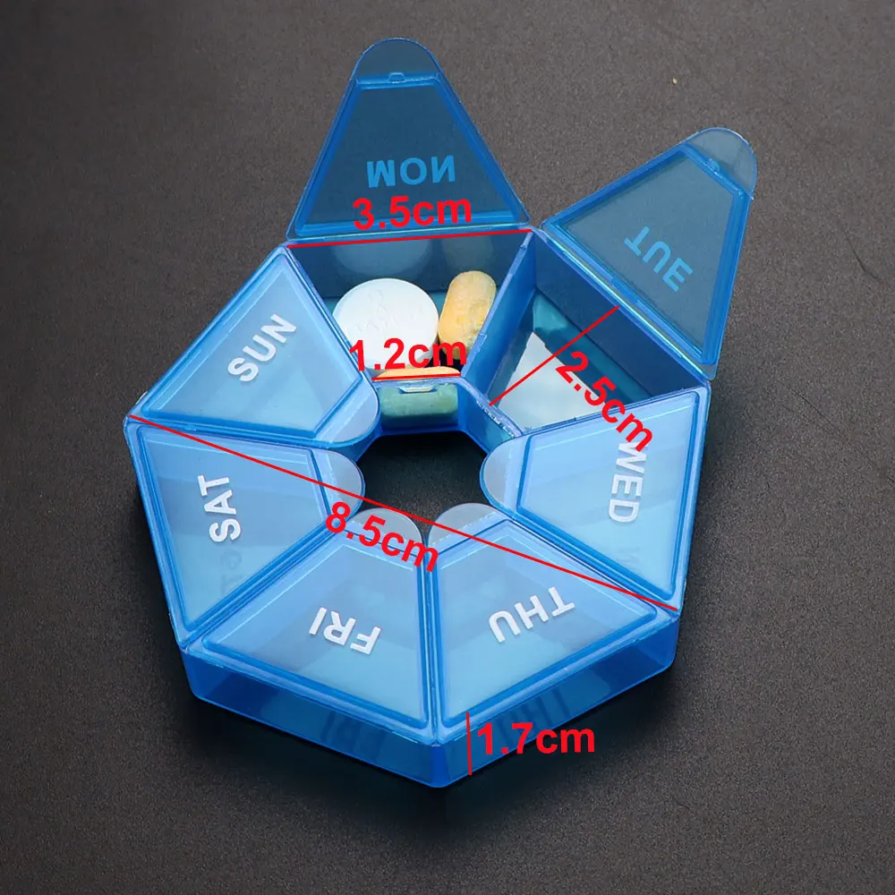 JCD-organizador de pastillas portátil, caja de almacenamiento de medicina semanal de 7 días, subcaja de embalaje sellada de viaje para vitaminas, medicina, aceites de pescado - imagen 4