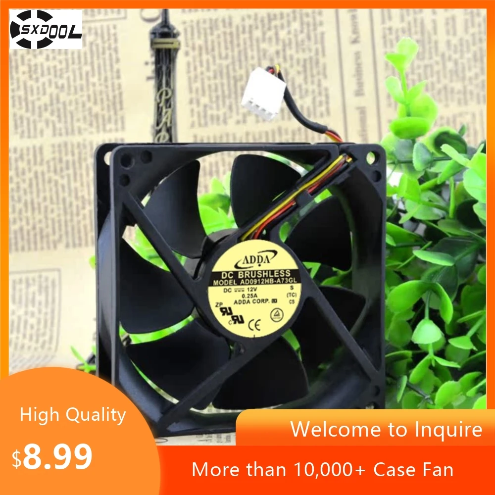 Ventilador de 92 mm para ADDA AD0912HB-A73GL Ventilador de 90 mm: 12 V, 2900 RPM, 52 CFM, 3 cables, refrigeración por PC/serervidor