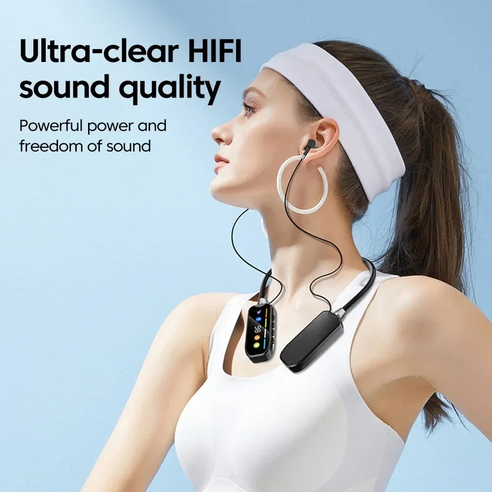 Auriculares Bluetooth 5,4 con pantalla HD, auriculares con banda para el cuello, auriculares inalámbricos TWS, auriculares estéreo HiFi resistentes al agua, compatible con tarjeta TF - imagen 3
