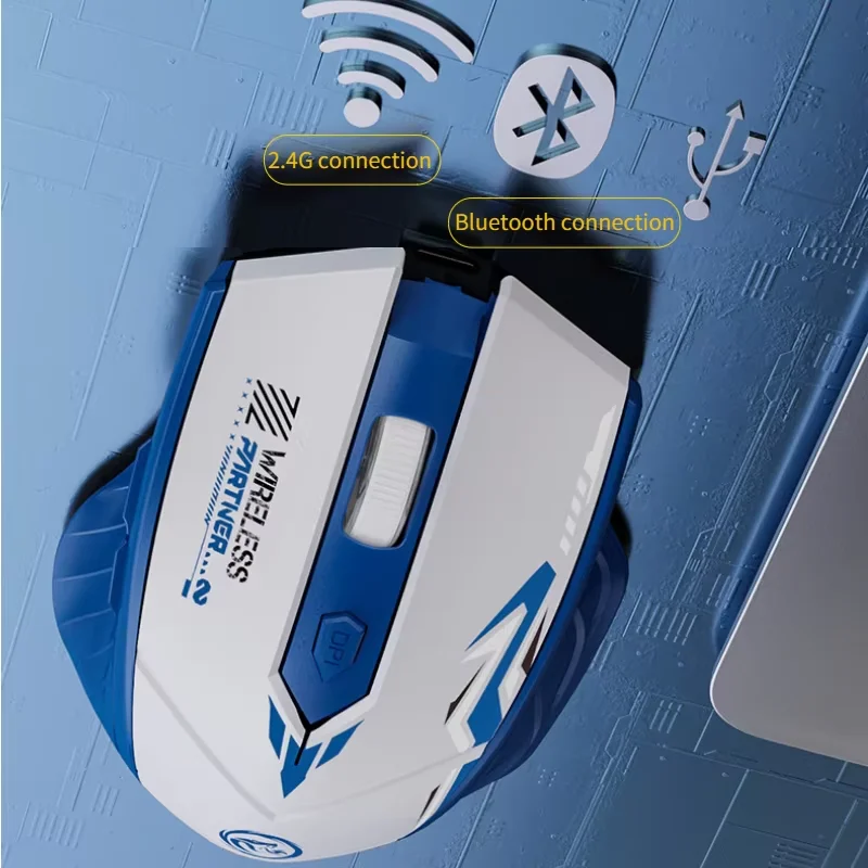 Ratón inalámbrico recargable de 2,4 Ghz, ordenador para videojuegos, Bluetooth, 1600DPI, ergonómico, para PC, oficina y portátil - imagen 2