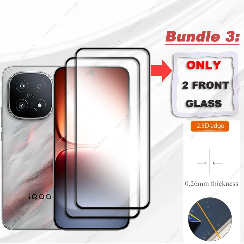 Para vivo iQOO 15 Protector de pantalla de vidrio para vivo iQOO 15 película 5G borde negro película protectora Protector de lente de cámara para iQOO 15 - imagen 3