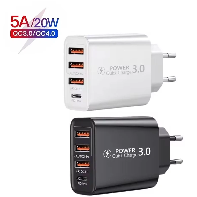 Bloque de carga rápida del cargador de pared USB de 2 puertos de 20W, enchufe adaptador PD universal para teléfonos móviles iPhone 13 12 Samsung Galaxy Xiaomi