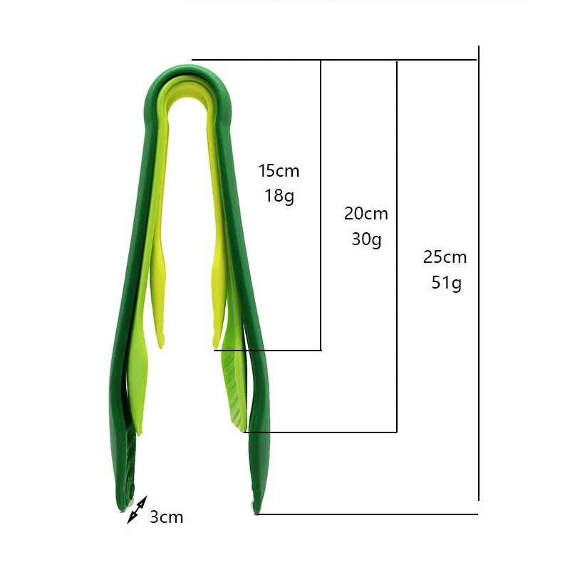 JCD-pinzas de plástico para alimentos, pinzas de cocina antideslizantes, herramientas para ensalada de barbacoa, accesorios de cocina para parrilla, 3 uds. - imagen 2