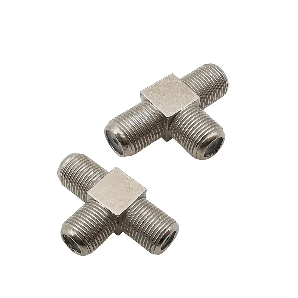 1/2/5 Uds F macho hembra enchufe a doble F hembra adaptador 3 vías tipo T divisor RF conector Coaxial para Cable de antena - imagen 5