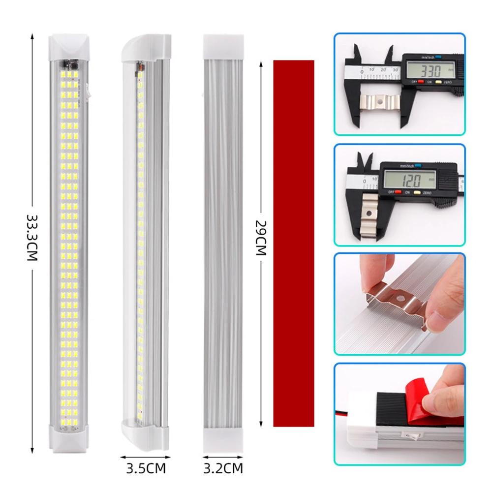 Barra de luz LED autoadhesiva para techo de camión, lámpara de emergencia para reparación de coche, caravana, barco, 12V-85V, 108LED - imagen 4