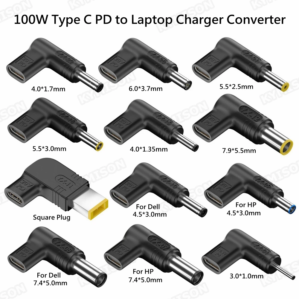 PD 100W tipo C a convertidor de cargador Universal para portátil para Asus Lenovo Hp Dell Acer Samsung USB C conector adaptador de cargador rápido
