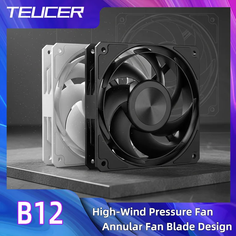 TEUCER-ventilador enfriador de CPU para ordenador, 120mm, alto rendimiento, 3000RPM, ventiladores de refrigeración de bajo ruido para CPU/PC de juegos y radiador de refrigeración por agua