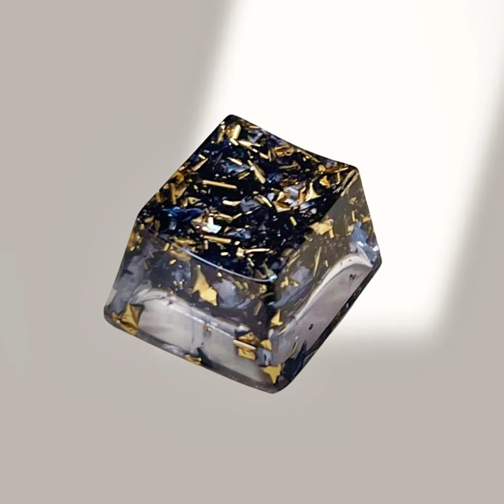 1 teclas de resina, negro, dorado, alto valor estético, pegamento en forma de gota, hecho a mano, diseño personalizado, teclas para teclado mecánico - imagen 2