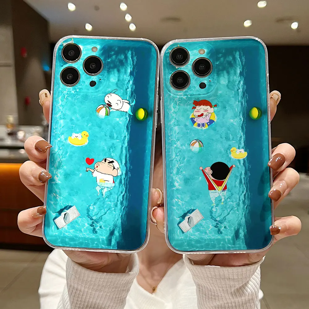 Funda de teléfono divertida para natación Shin-chans para crayones-VIVO Y28 V30e Y75 Y03 Y36 Y100 Y17s Y76 Y22s Y16 Y50 Y21 Y20 V29 V23e V21e 5G - imagen 3