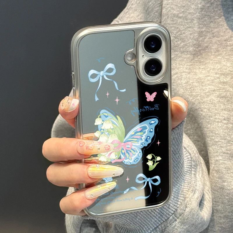 Funda de teléfono con mariposa azul para iPhone 11/12/13/14/15/16/17 Pro Max AIR PLUS, funda de teléfono epoxi TPU anticaída - imagen 2