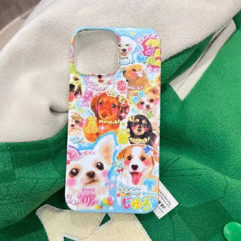 Funda de teléfono japonesa Vintage con diseño de cachorro y perro, bonita funda HD brillante para iPhone 16 15 14 13 12 11 Pro Max XS XR XSMax 6 7 8 Plus - imagen 3