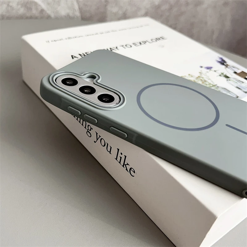 Funda de silicona suave para Magsafe mate para Samsung S25 S24 S23FE S22 Ultra Plus A56 A36 A26 A16 A06 A55 A14 A13 A54 cubierta magnética - imagen 5