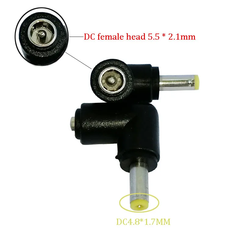 Cltgxdd 2 uds cabezal de conversión de energía de boca redonda CC 5,5*2,1 hembra a 3,5*1,35/4,0*1,7/4,8*1,7/5,5*2,1/5,5*2,5mm codo 90 grados - imagen 4