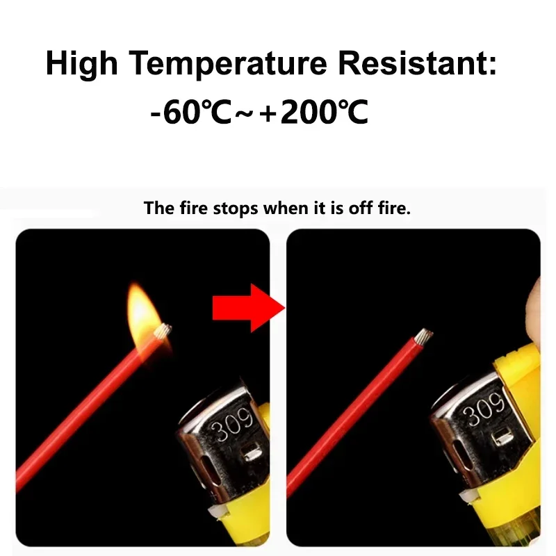 Cable de PTFE UL1332 de 2/5/10m, alta temperatura, 300V AWG 30 28 26 24 22 20 18 16 14, Cable de cobre estañado aislado FEP para impresora 3D - imagen 4
