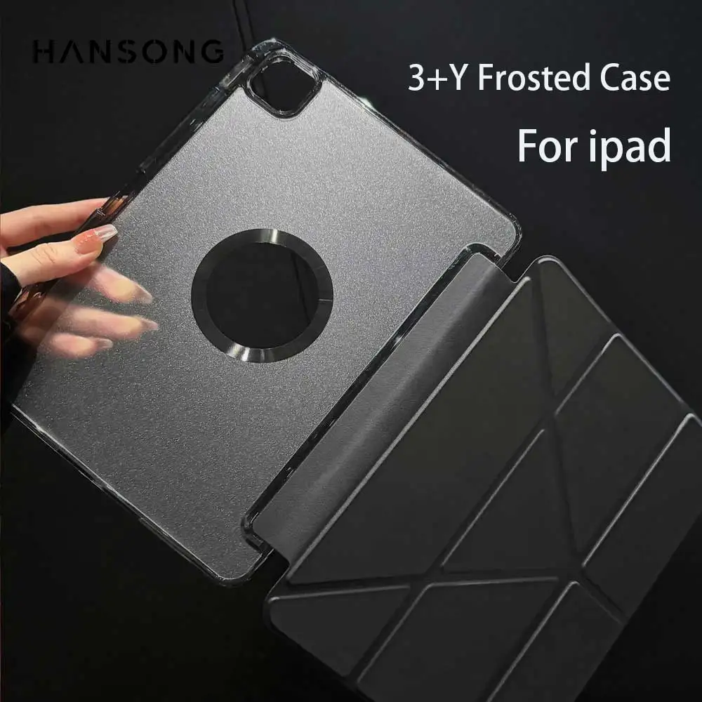 Funda de mesa esmerilada plegable 3 + Y para iPad 10th 10,9 11th A16 Air4 5 10,9 Pro 11 pulgadas para iPad Air 11 pulgadas M2 M3 con portalápices ﻿ - imagen 2