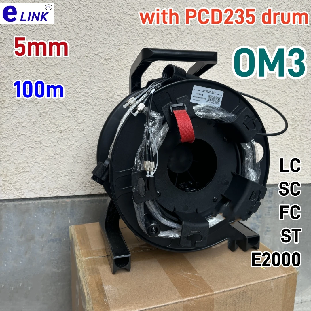 Cable de conexión de fibra blindada 2 núcleos 100m 5mm OM3 TPU PCD235 2C SC LC FC ST puente de fibra óptica multimodo 2 para exteriores FTTHELINK - imagen 4