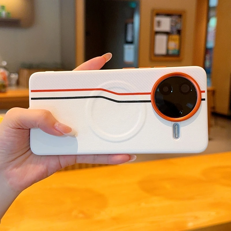 Para Xiaomi POCO F7 Pro, F7 Ultra funda magnética ELVEV a prueba de golpes PU cuero duro PC cubierta de teléfono con succión