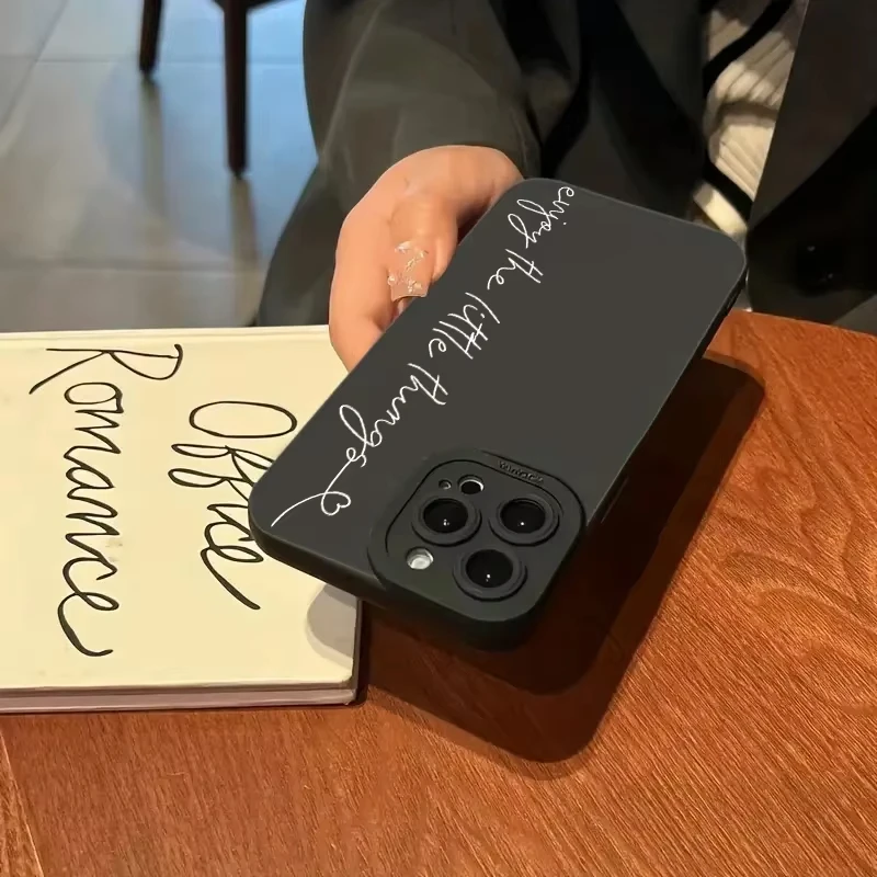 Funda de teléfono con patrón de letras en inglés para iPhone 17 16 15 14 13 12 11 Pro Max 17 Air 16E 12 mini XS XR, funda suave a prueba de golpes - imagen 4