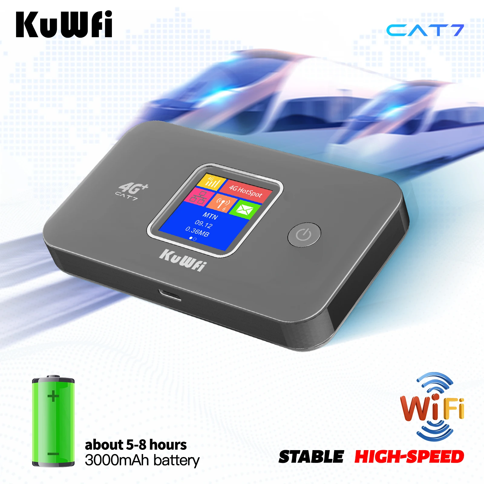 Enrutador KuWFi CAT7 4G LTE 1200Mbps 2,4G/5G velocidad WiFi única bolsillo portátil 4G + módem móvil 3000mAh Plug & Play compatible con 10 usuarios - imagen 2