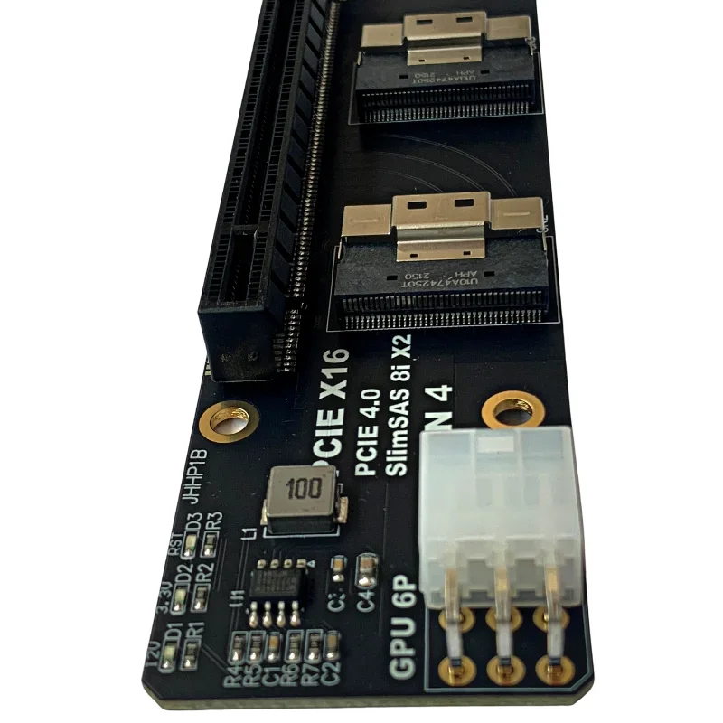 Placa adaptadora SlimSAS 8i x2 a PCI-E 4,0x16 ranura Gen4 de 2 puertos para tarjeta de red, tarjetas gráficas de vídeo, tarjeta de captura GPU, alimentación de 6 pines - imagen 4