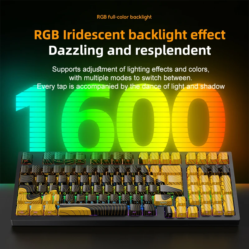 Teclado mecánico intercambiable en caliente de 97 teclas APAYADO K98 Teclado mecánico inalámbrico de tres modos Iluminación RGB, batería de 2900 mAh - imagen 4
