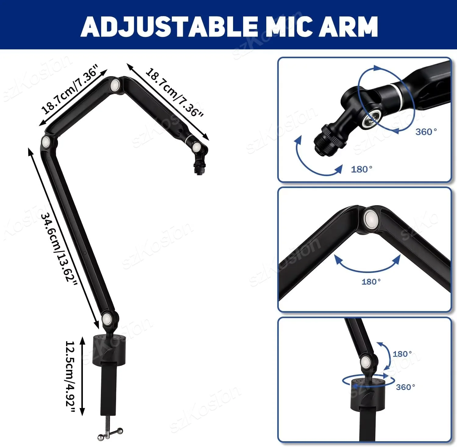 Soporte de micrófono ajustable para estudio de grabación de Streaming, brazo de pluma para micrófono azul Yeti Shure SM7B AM8 A8 A6V K688 K669 - imagen 2