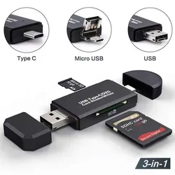 Adaptador USB-C 3en1 Lector Tarjetas SD TF Android Ordenador