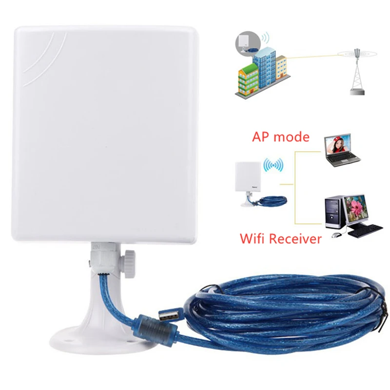 KuWfi-Adaptador USB Wifi de 150Mbps para PC, receptor Wifi para exteriores, antena de 14dBi de alta ganancia, Cable de 5m, tarjeta de red, alta potencia, resistente al agua - imagen 3
