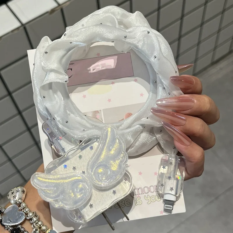 Funda de cargador kawaii 3D Wing Glitter Star TPU para IPhone 11 12 13 14 15 16 17 18W-20W funda protectora de carga rápida funda de cargador - imagen 5