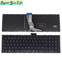 Teclado retroiluminado alemán francés Azerty PT-BR Brasil para HP 15-BS BS000 15-BP 15-BW 15-CB 15-CC 15CK 250 G6 255g6 GE/GR brasileño