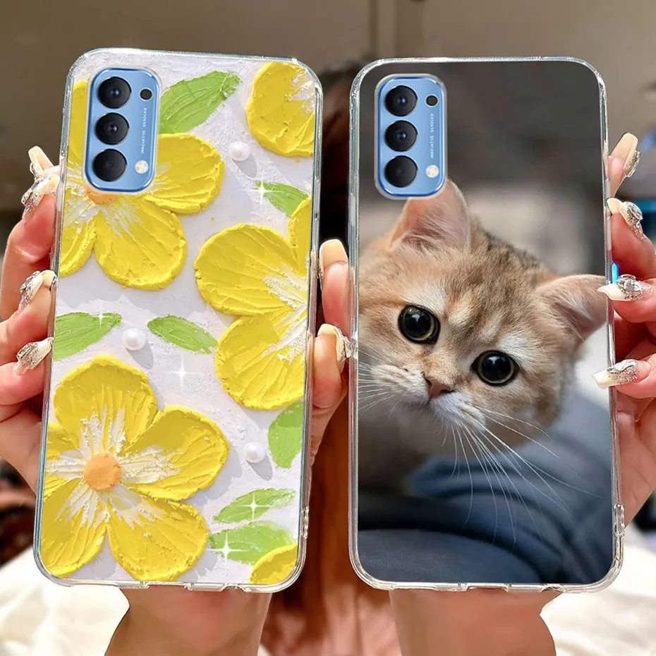 Funda de teléfono con pintura bonita para OPPO Reno4 CPH2113 / Reno4 Pro CPH2109, funda trasera de silicona suave TPU para parachoques Oppo Reno 4 4Pro 4G - imagen 2