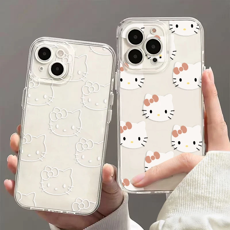 Funda transparente de Hello Kitty para móvil, carcasa sencilla y bonita para Samsung A73, A72, A71, A55, A52, A51, A50, A35, A33, A32, A31, A30, A24, A23, A22, A13, A12, 5G, regalo