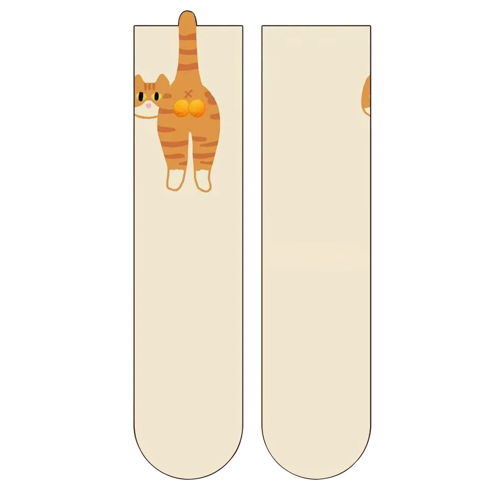 1-5Pairs Cute Cat Socks with 3D Cotton Balls Cute Cat Socks Novelty Funny Animal Fun Crew Cats Sock for Women Cats Lovers Gifts - imagen 4