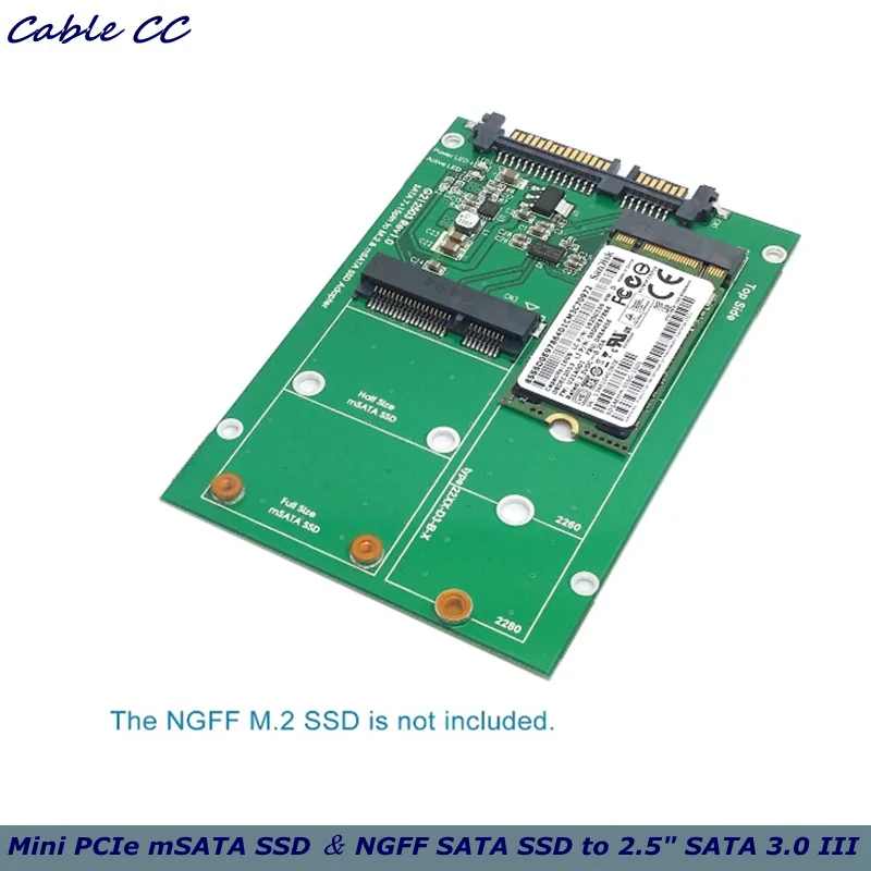 Mini PCIe mSATA SSD y NGFF SATA SSD a adaptador convertidor PCBA de disco duro SATA 3.0 III de 2,5"