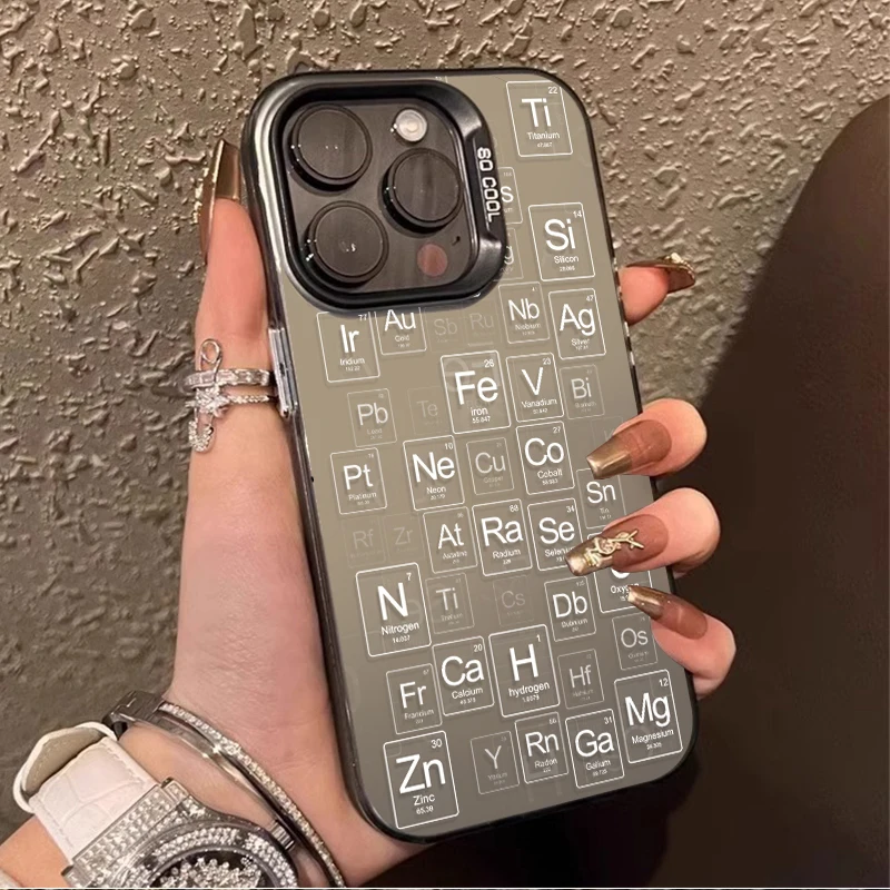 Funda de teléfono con diseño de fórmula de tabla periódica para iPhone 15 16E 16 11 14 13 12 Pro Max XS X XR Plus 8 7 SE 2020, funda dura a prueba de golpes - imagen 2
