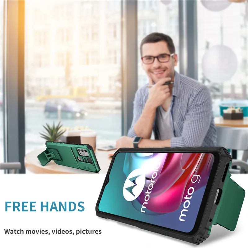 Para Motorola Moto G Stylus 5G G Pure Power 2021 funda deslizante lente de cámara fundas de armadura robuste para E7 E7i cubierta de soporte de energía - imagen 5