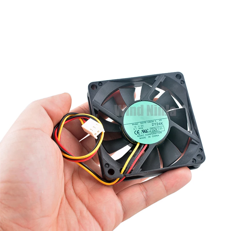 Ventilador de refrigeración con doble rodamiento de bolas, 7cm, 70mm, D07R-12B2M, DC12V, 0,10a, chasis de 3 pines, ventilador enfriador de CPU para Hardware de ordenador, tamaño 70x70x15mm - imagen 5